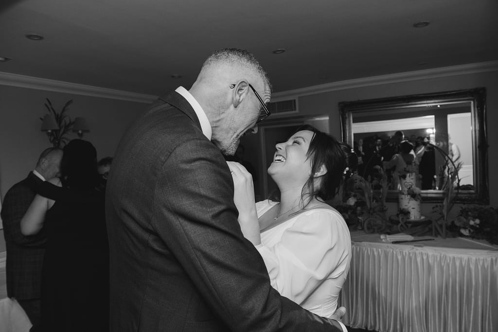 Black & White Image of a newly married couple's first dance