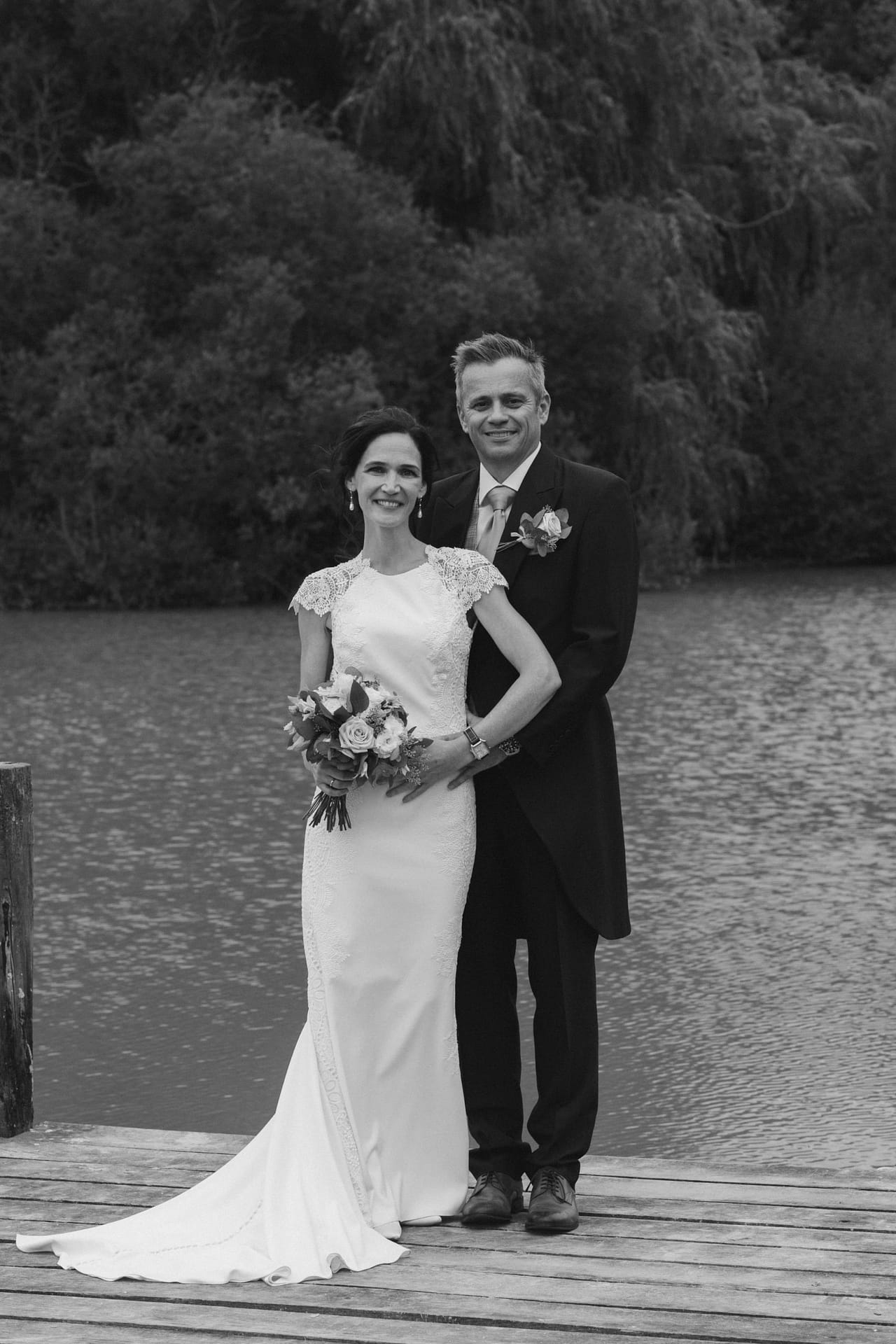 B&W image of Bride and Groom